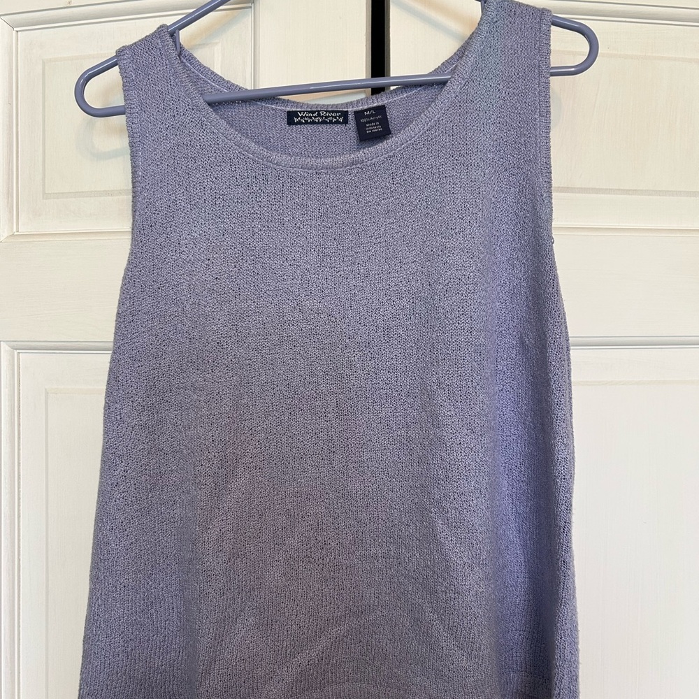 Purple Sleeveless Tank Top with Heathered Knit Texture